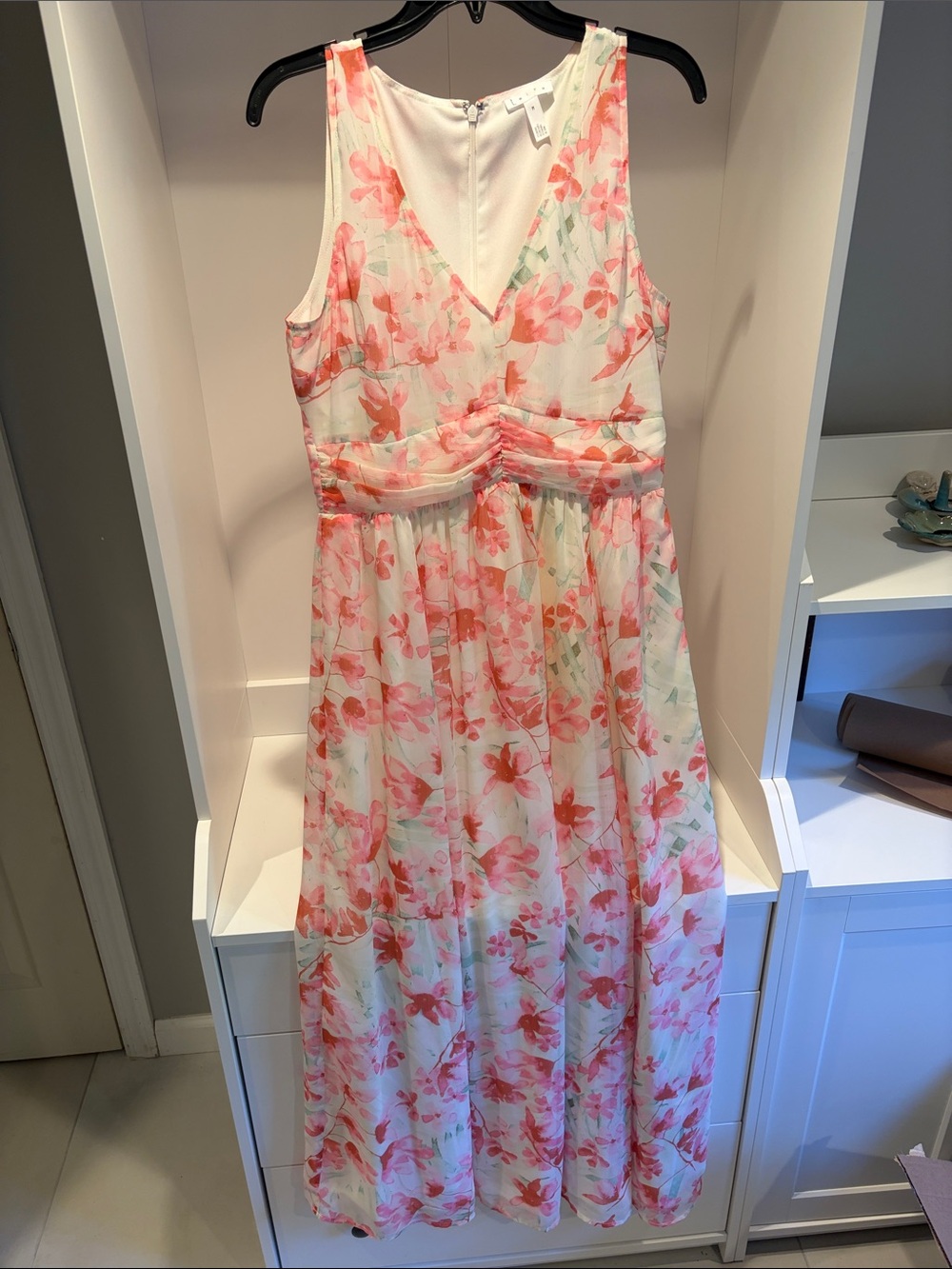 Leith Cream Maxi Dress with Pink Floral Print